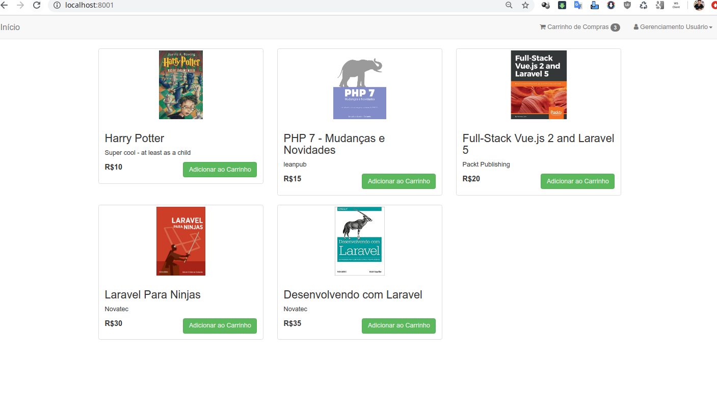 Ecommerce de livros com Laravel 6